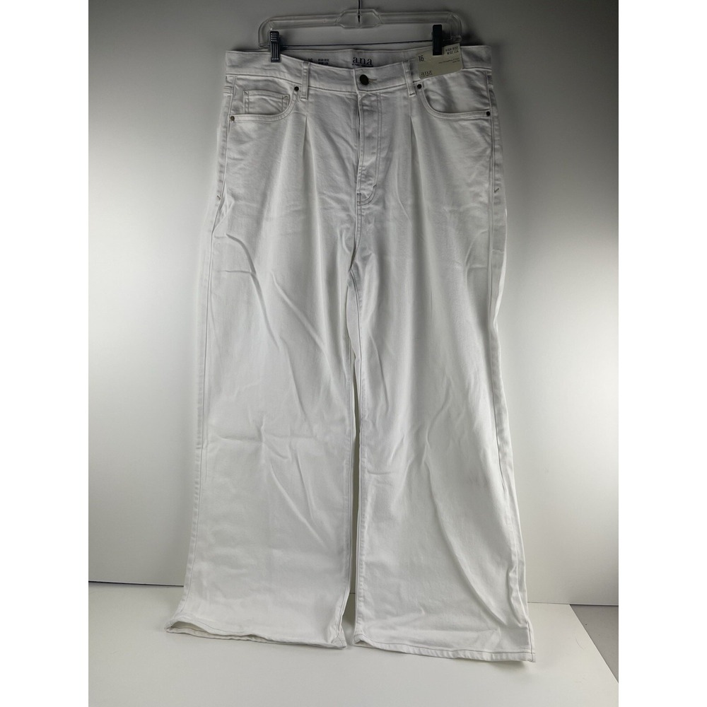 Ana A New Approach Women's High Rise Wide Leg White Jeans Plus Size 16 - Picture 1 of 8